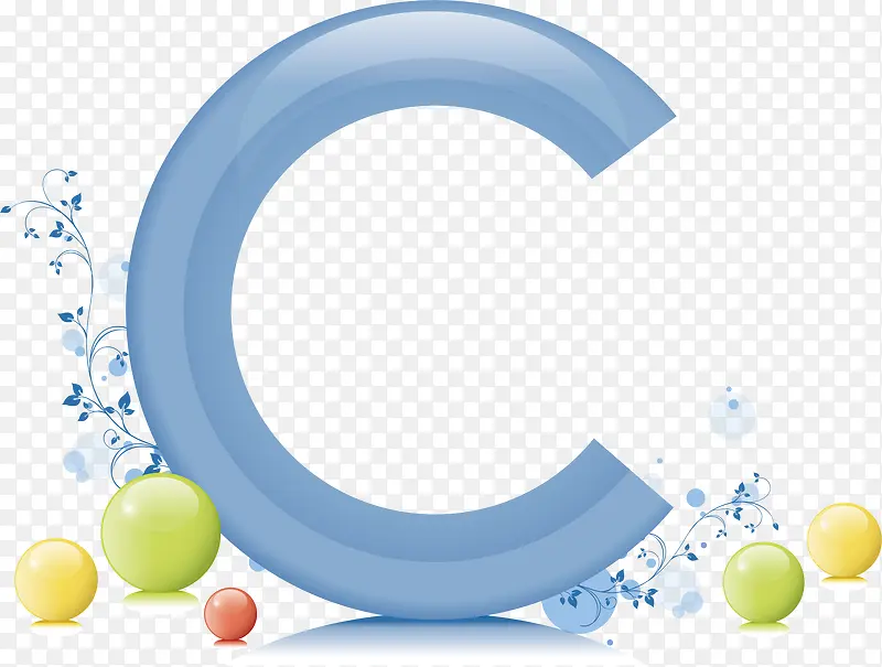 圆环 字母C 淡蓝色 背景装饰