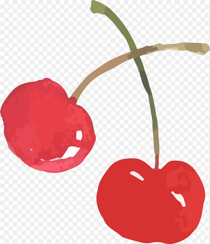 红色清新手绘樱桃