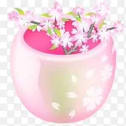 白色花盆粉色可爱图标