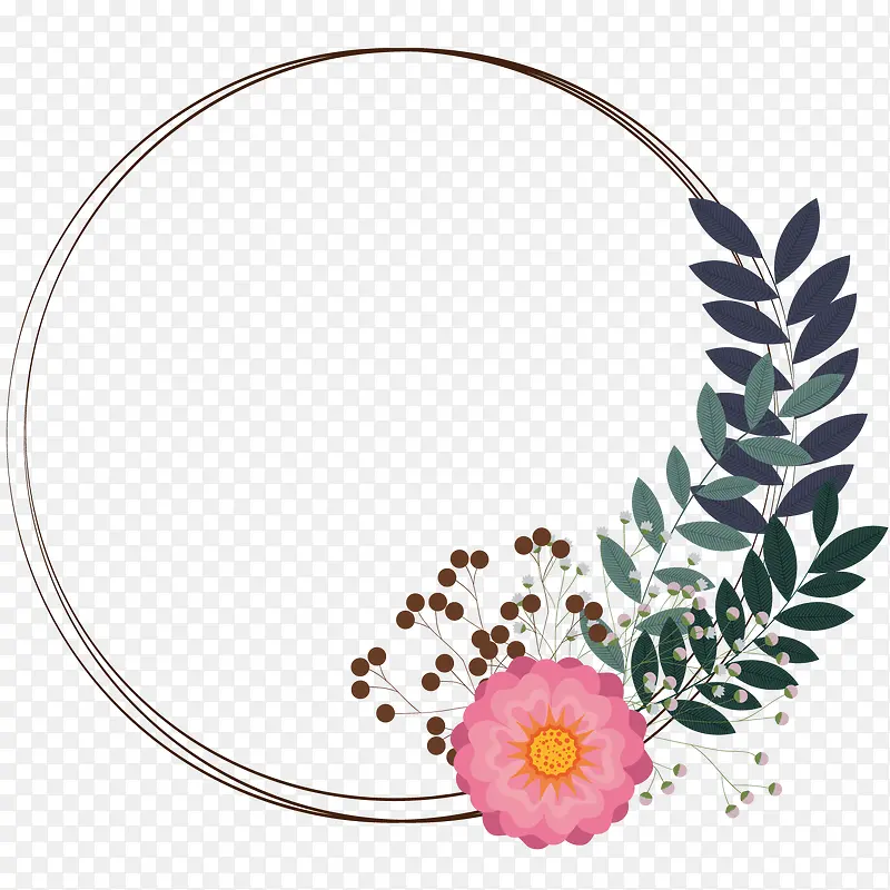 花朵圆形边框装饰素材
