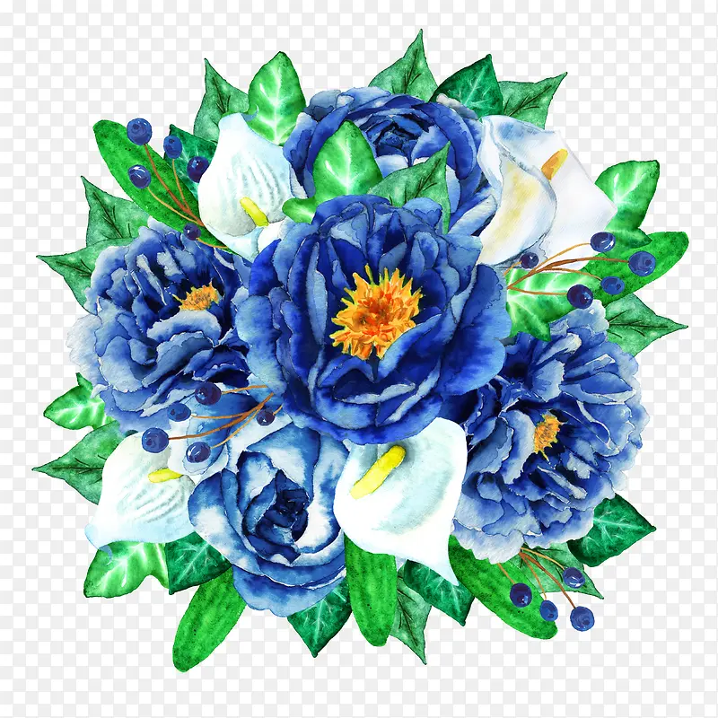 蓝色花朵花束