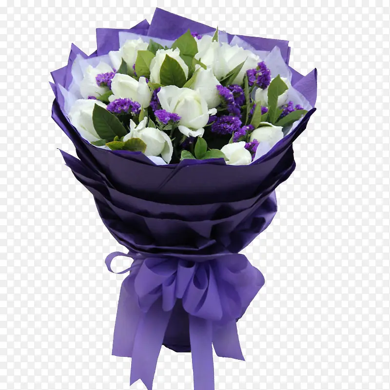 紫色白色花束图片