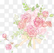 手绘玫瑰花束插画