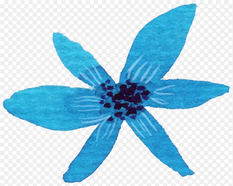 手绘水彩蓝色文艺花朵