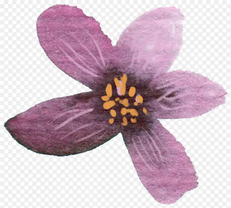 手绘文艺紫色花朵装饰