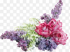 紫色粉色白色花束