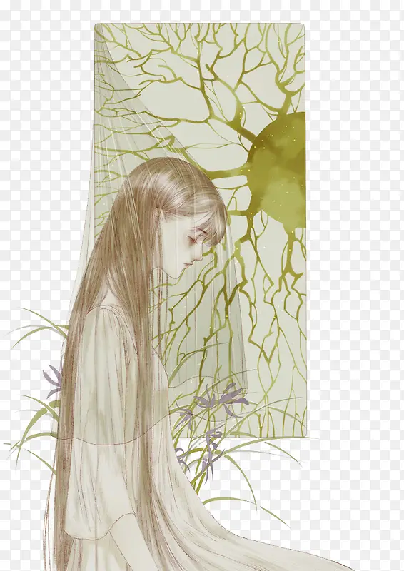 小清新少女手绘插画PNG图片素材下载_图片编号yxonnlvw-免抠素材网