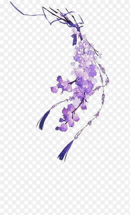 紫色手绘花束花枝