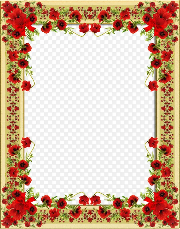 复古红色花朵相框