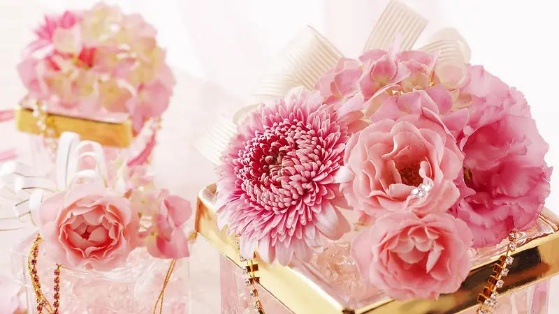 粉色菊花玫瑰宽屏