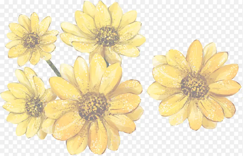 黄色手绘唯美朦胧菊花