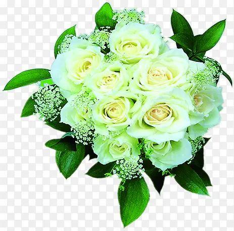 结婚婚礼白色玫瑰花捧花