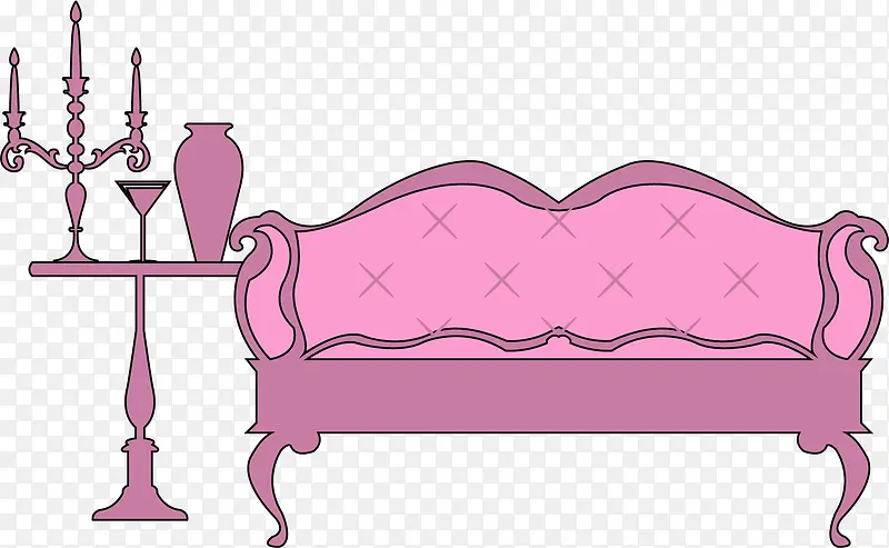 手绘粉色沙发家具图案
