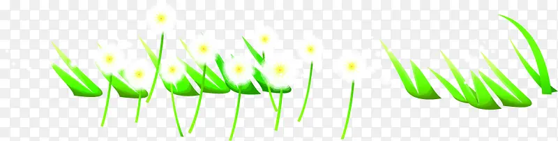 手绘白色小花绿草