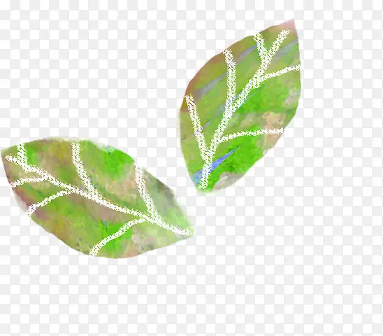 绿色油画树叶可爱