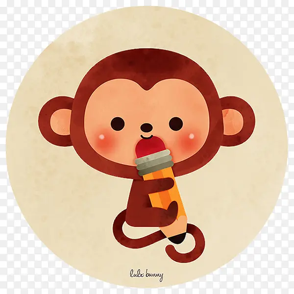 可爱手绘小猴标签