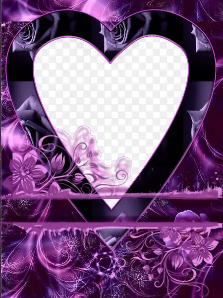 紫色爱心边框元素