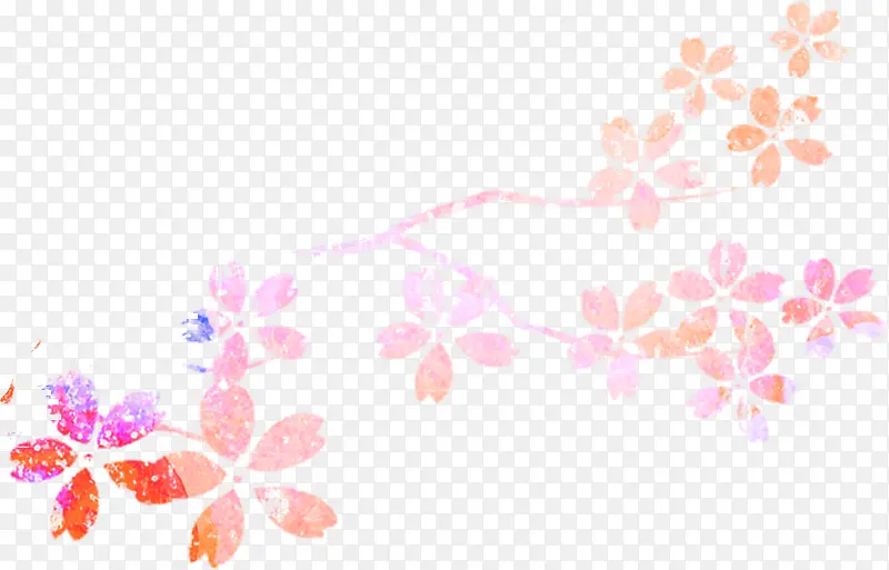 粉色简约桃花水彩手绘树枝
