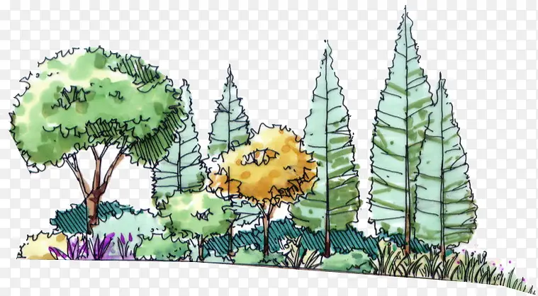 环境素材创意合成漫画手绘森林