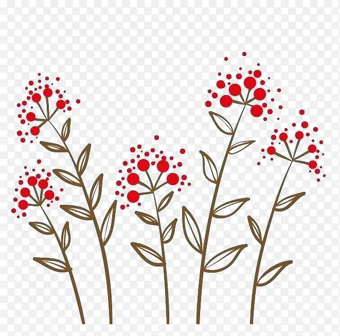 红色花花卡通植物免扣素材