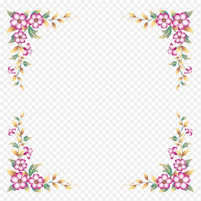 粉色桃花装饰边框