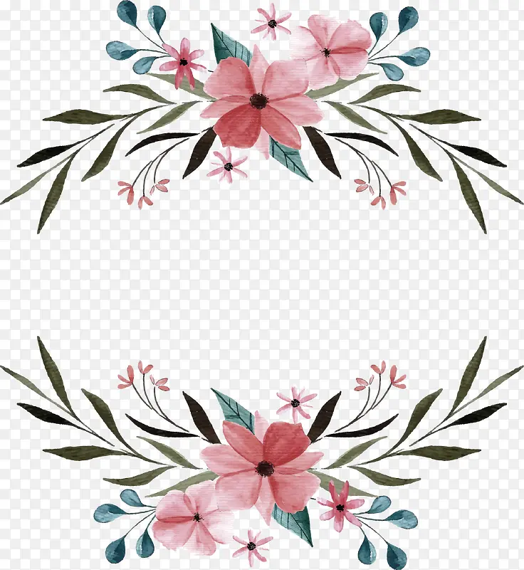 水彩粉色花朵标题框