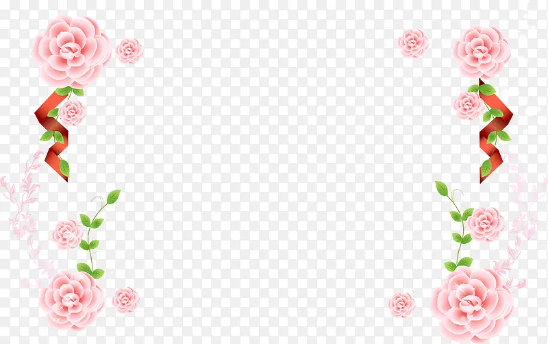 矢量手绘粉色花卉边框