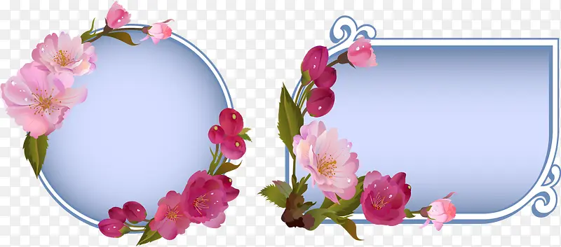 矢量粉色花朵主题框