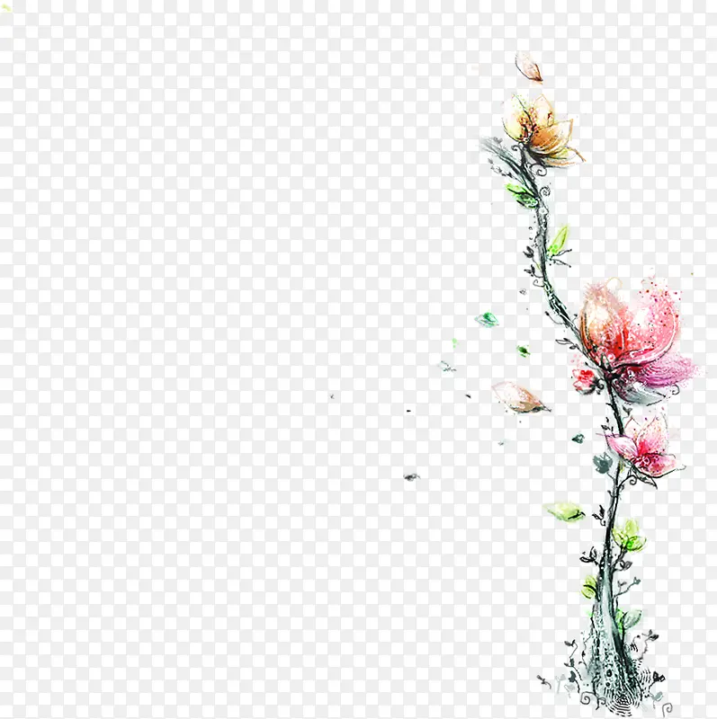 透明粉色花朵边框