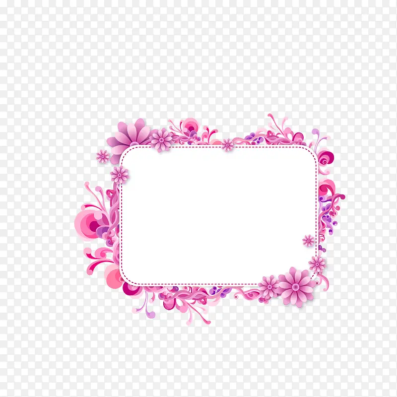 粉色花纹边框对话框素材矢量图