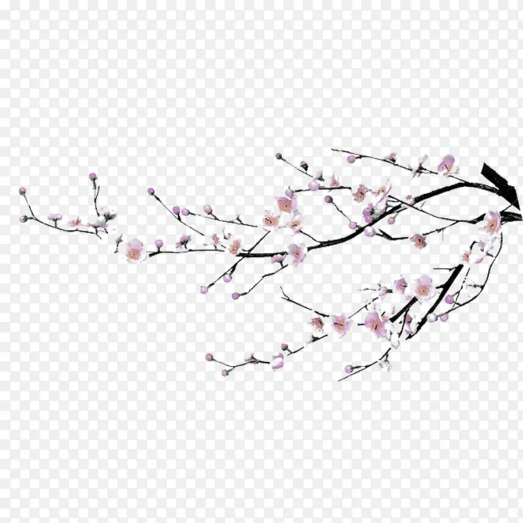 粉色水墨桃花装饰图案