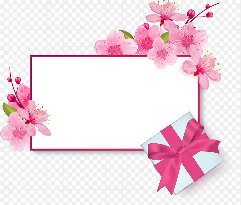 粉色清新花朵礼物边框纹理