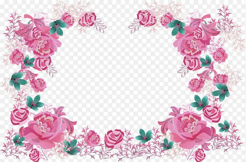 粉色花朵花环设计边框