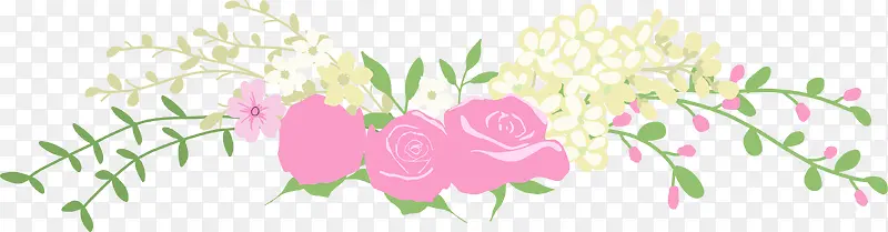 粉色花朵绿叶清新边框