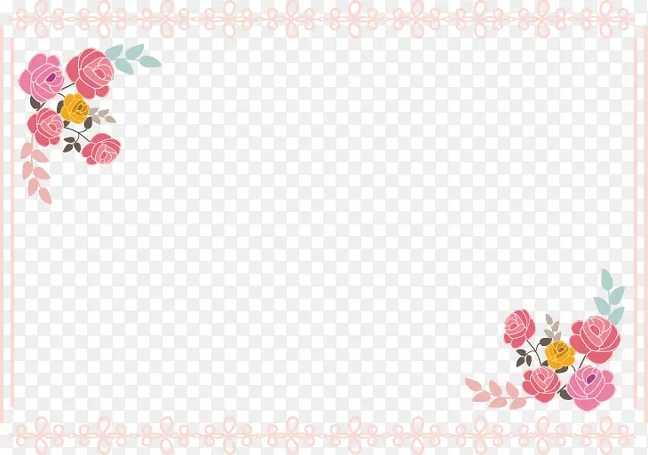 粉色花朵手绘边框素材