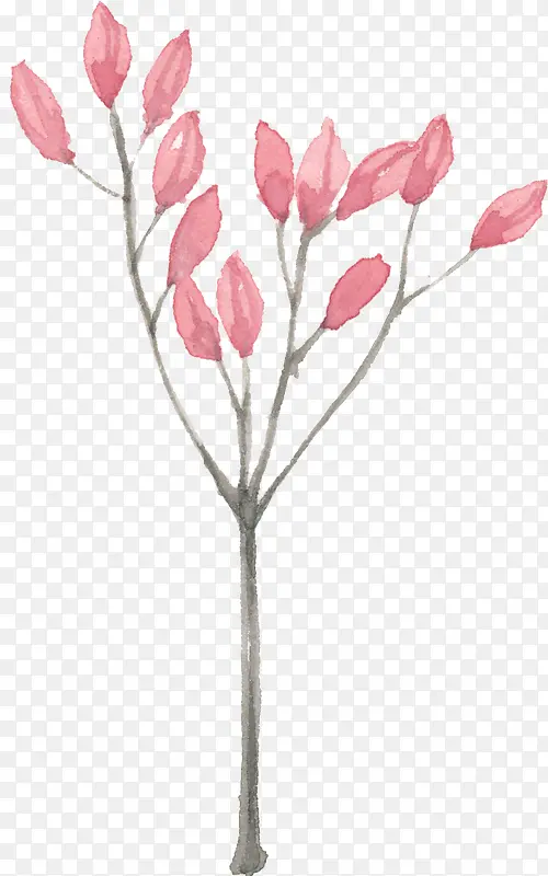手绘花粉色花枝漂亮