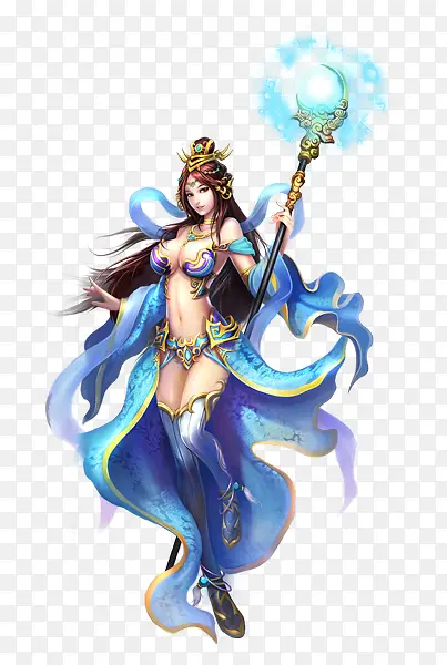 蓝色游戏权杖女神