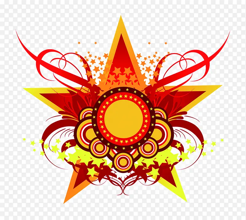 复古经典花纹五角星设计