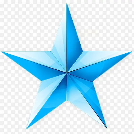 蓝色立体五角星png素材