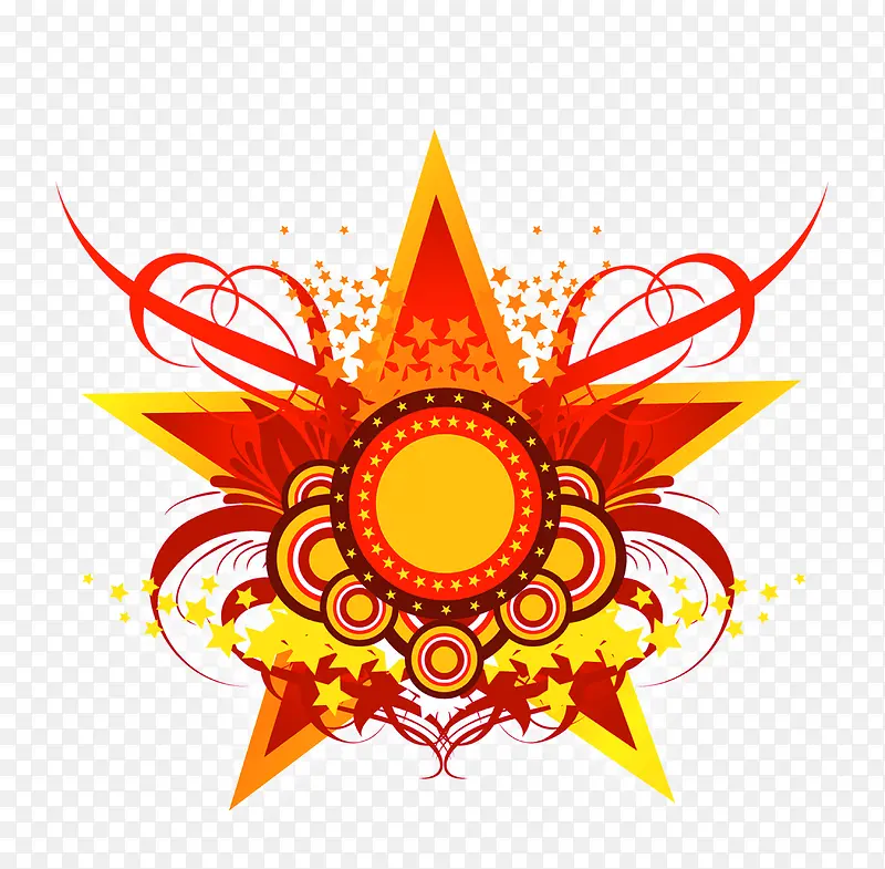 精美手绘五角星花纹设计