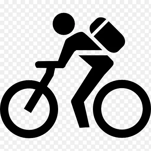 男人与包在自行车图标