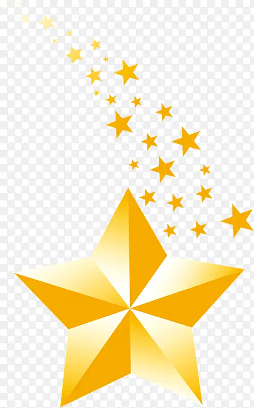 大小不同的多样黄色五角星