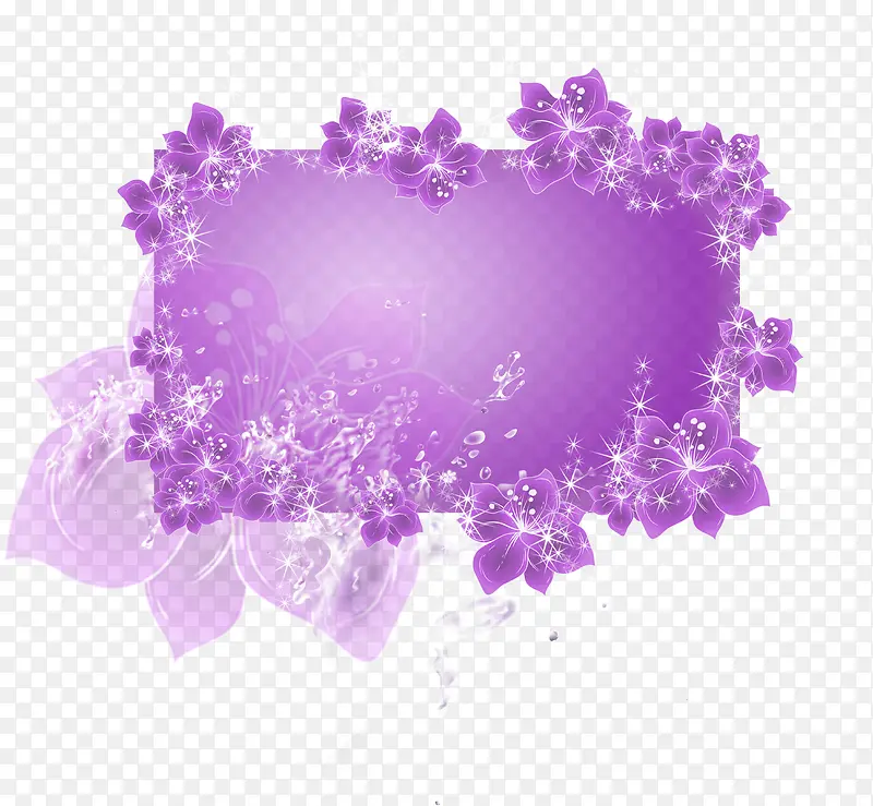 紫色花卉边框海报背景七夕情人节