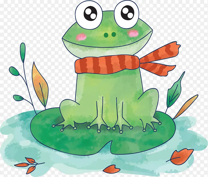 秋天手绘卡通青蛙