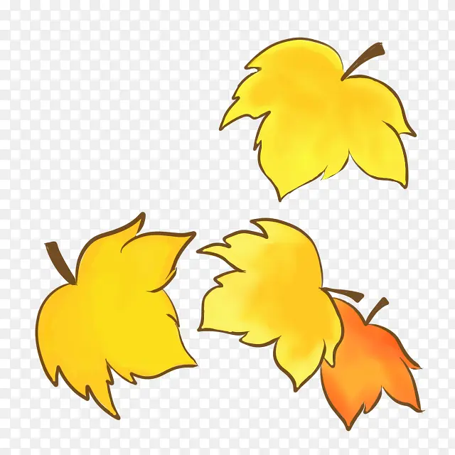 飘落黄色秋天质感卡通枫叶