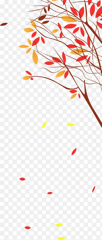 秋天落叶树枝装饰矢量图