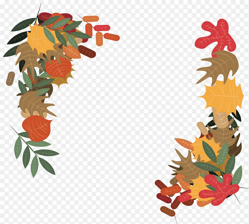 手绘秋天树叶装饰框