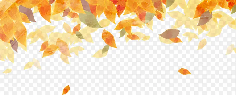 手绘漂浮树叶设计秋天
