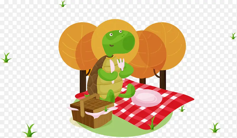 矢量野餐的乌龟