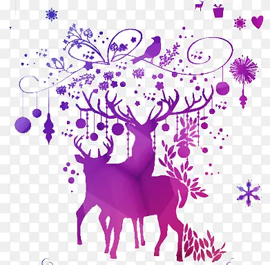 紫色驯鹿元素背景